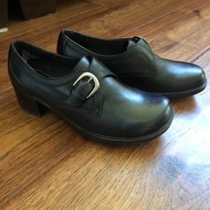 St. John’s Bay | Black Leather Buckle Heels